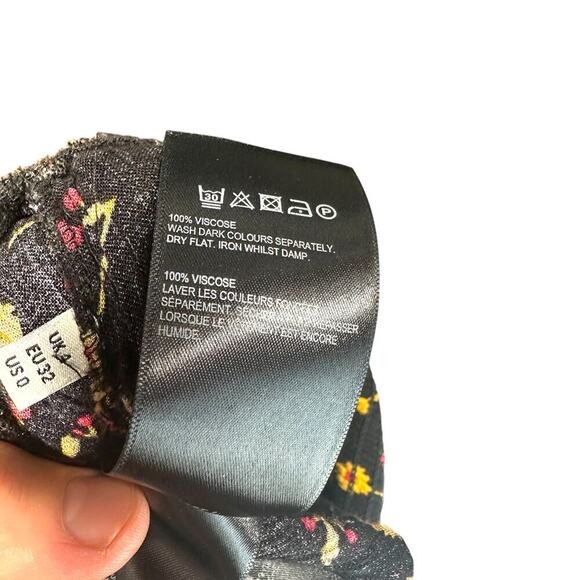 Whistles Aster Floral Textured Jumpsuit Black Yellow Print Size 0 - Picture 14 of 14